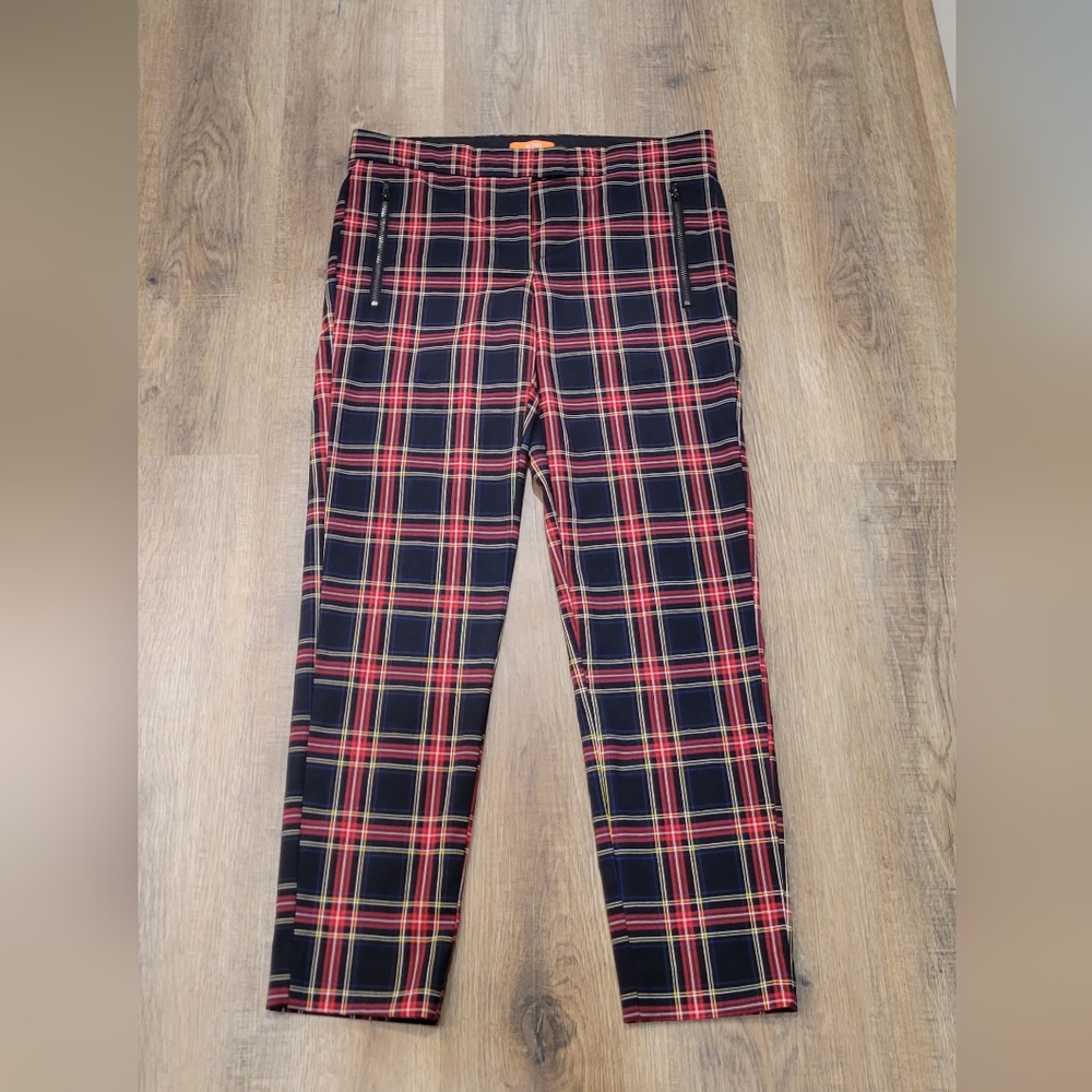 Joe Fresh Dress Pant, Plaid Tartan, Zipper pockets, size 2